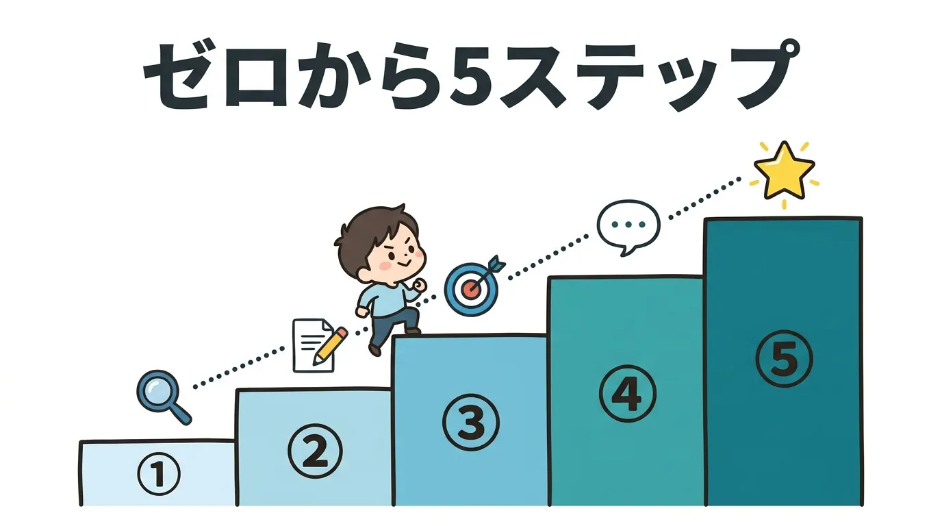 費用ゼロから始める5つのステップを示すロードマップ