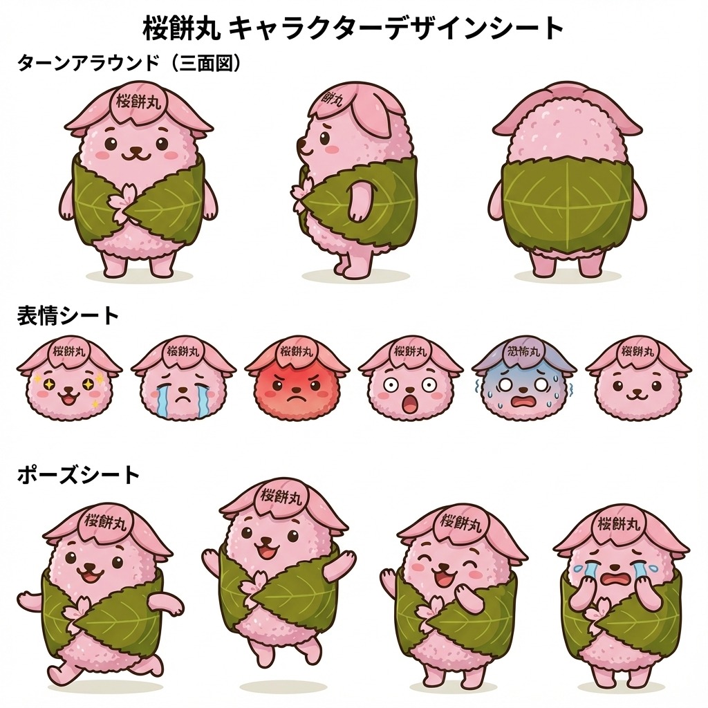 桜餅丸 キャラクターデザインシート